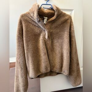 Plush Teddy Pullover Sweater in Light Brown